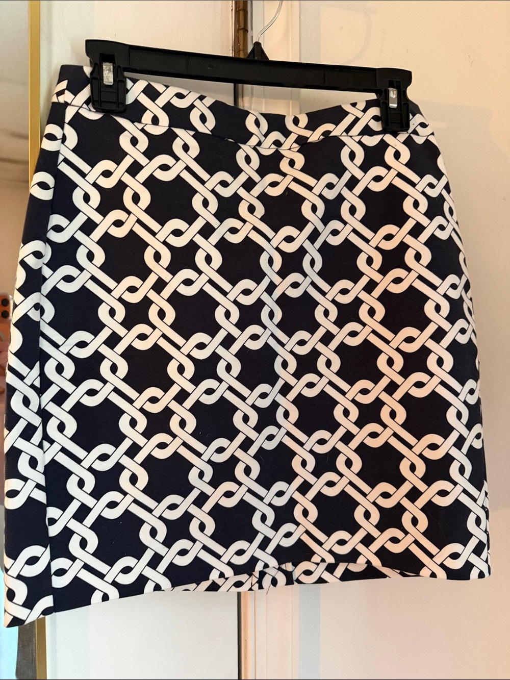 Banana Republic Navy and White Chain-Link Mini Skirt